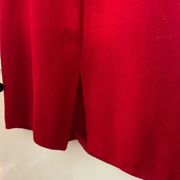 St.John Evening Sleeveless Knit Red Holiday Dress Rhinestone Neckline 6 - Picture 5 of 12